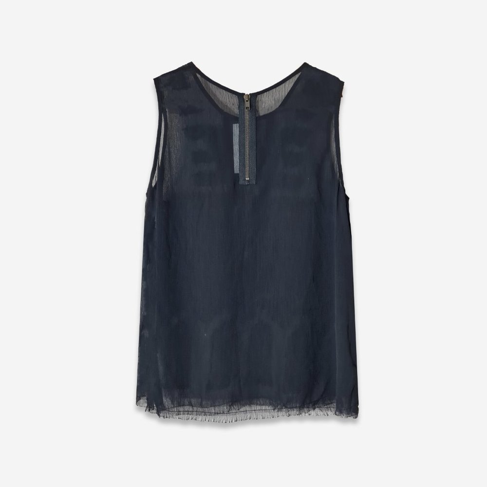 Size-M, NWT, Applique black chiffon top - Picture 2 of 7